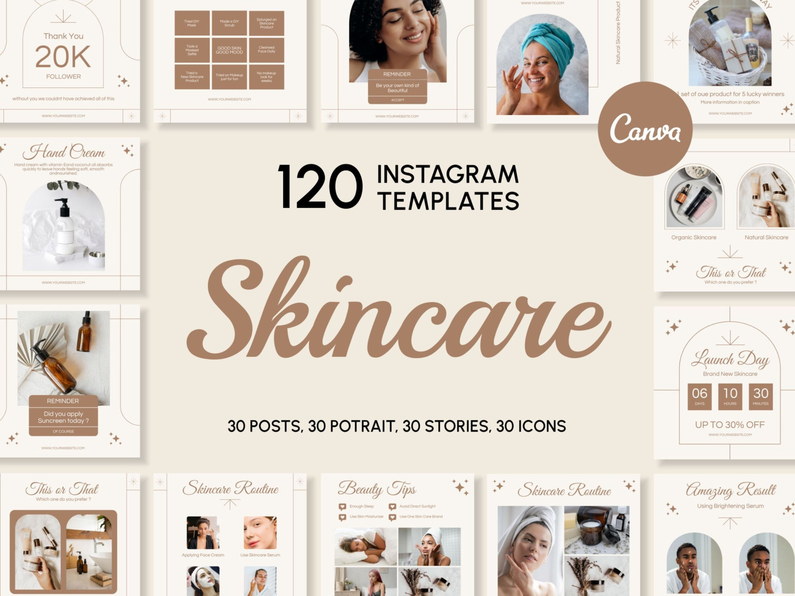 Skincare Beige Instagram | CANVA Templates by Creative Digital STD on ...