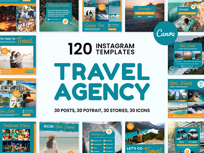 Travel Agency Blue Instagram | CANVA Templates 3d animation brand identity branding business branding canva design canva templates design engagement booster facebook templates graphic design highlight cover highlight icons illustration instagram posts instagram stories instagram templates logo motion graphics ui