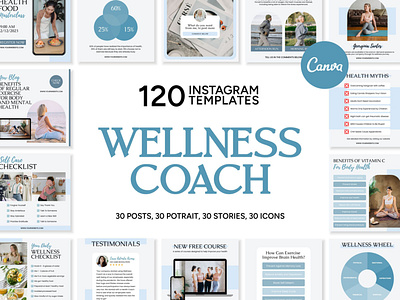 Wellness Coach Instagram | CANVA Templates 3d animation brand identity branding business branding canva design canva templates design engagement booster facebook templates graphic design highlight cover highlight icons illustration instagram posts instagram stories instagram templates logo motion graphics ui