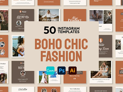 Boho Chic Maroon IG | CANVA-PS-AI 3d animation brand identity branding business branding canva design canva templates content creation content planner design engagement booster facebook templates graphic design highlight cover illustration logo motion graphics ui