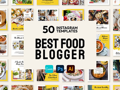 Food Blogger Yellow IG | CANVA-PS-AI 3d animation brand identity branding business branding canva design canva templates design engagement booster facebook templates graphic design highlight cover illustration instagram posts instagram stories logo motion graphics ui