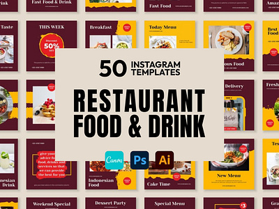 Food & Drink Yellow IG | CANVA-PS-AI 3d animation brand identity branding business branding canva design canva templates design engagement booster facebook templates graphic design highlight cover highlight icons illustration instagram posts instagram stories instagram templates logo motion graphics ui