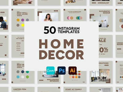 Home Decor Cream IG | CANVA-PS-AI 3d animation brand identity branding business branding canva design canva templates design engagement booster facebook templates graphic design highlight cover highlight icons illustration instagram posts instagram stories instagram templates logo motion graphics ui