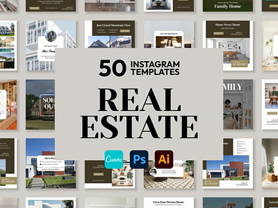 Real Estate Cream IG | Canva-PS-AI 3d animation brand identity branding business branding canva design canva templates design engagement booster facebook templates graphic design highlight cover highlight icons illustration instagram posts instagram stories instagram templates logo motion graphics ui