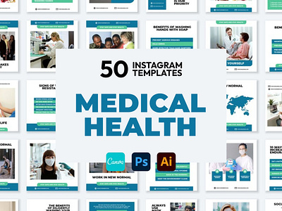Medical Health Blue IG | CANVA-PS-AI 3d animation brand identity branding business branding canva design canva templates design engagement booster facebook templates graphic design highlight cover highlight icons illustration instagram posts instagram stories instagram templates logo motion graphics ui