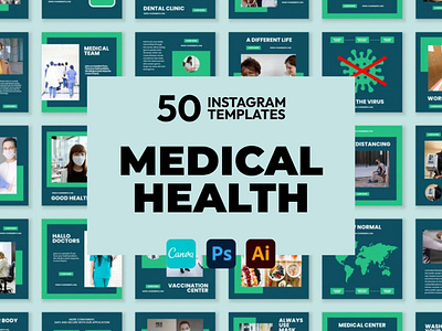 Medical Health Navy IG | CANVA-PS-AI 3d animation brand identity branding business branding canva design canva templates design engagement booster facebook templates graphic design highlight cover highlight icons illustration instagram posts instagram stories instagram templates logo motion graphics ui