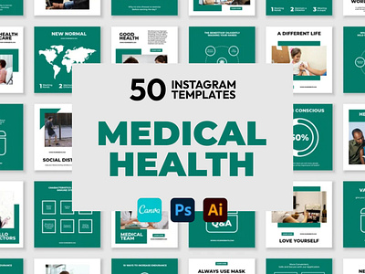 Medical Green IG | CANVA-PS-AI 3d animation brand identity branding business branding canva design canva templates design engagement booster facebook templates graphic design highlight cover highlight icons illustration instagram posts instagram stories instagram templates logo motion graphics ui