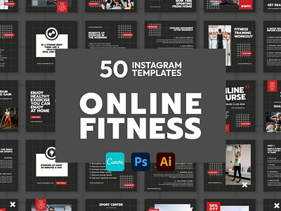 Online FItness Red IG | CANVA-PS-AI