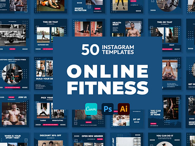 Online Fitness Navy IG | CANVA-PS-AI