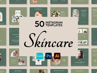 Skincare Green IG | CANVA-PS-AI 3d animation brand identity branding business branding canva design canva templates design engagement booster facebook templates graphic design highlight cover highlight icons illustration instagram posts instagram stories instagram templates logo motion graphics ui