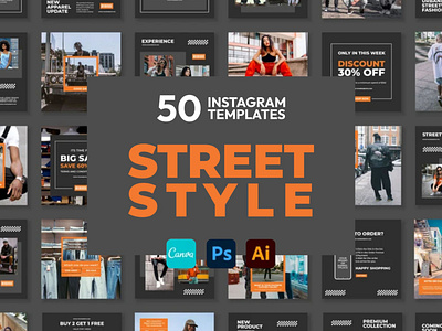 Street Style Black IG | Canva-PS-AI 3d animation brand identity branding business branding canva design canva templates design engagement booster facebook templates graphic design highlight cover highlight icons illustration instagram posts instagram stories instagram templates logo motion graphics ui