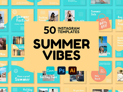 Summer Vibes IG | CANVA-PS-AI 3d animation brand identity branding business branding canva design canva templates design engagement booster facebook templates graphic design highlight cover highlight icons illustration instagram posts instagram stories instagram templates logo motion graphics ui