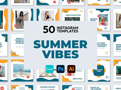 Summer Vibes IG | CANVA-PS-AI 3d animation brand identity branding business branding canva design canva templates design engagement booster facebook templates graphic design highlight cover highlight icons illustration instagram posts instagram stories instagram templates logo motion graphics ui