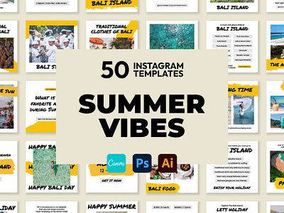 Summer Vibes IG | CANVA-PS-AI 3d animation brand identity branding business branding canva design canva templates design engagement booster facebook templates graphic design highlight cover highlight icons illustration instagram posts instagram stories instagram templates logo motion graphics ui