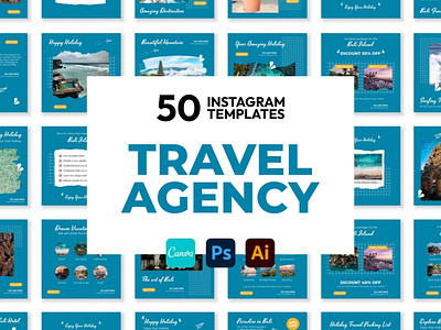 Tour & Travel Blue IG | CANVA-PS-AI 3d animation brand identity branding business branding canva design canva templates design engagement booster facebook templates graphic design highlight cover highlight icons illustration instagram posts instagram stories instagram templates logo motion graphics ui
