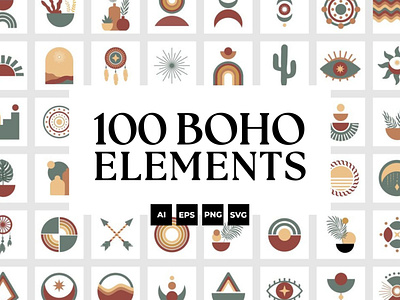 Bohemian Elements | AI-EPS-PNG-SVG 3d animation bohemian element boho chic boho element boho fashion brand identity branding business branding canva design canva templates design engagement booster facebook templates graphic design highlight cover illustration logo motion graphics ui