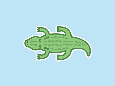 Snappy chill crocodile flat colour holiday illustration inflatable lilo pool sticker sticker mule summer vector