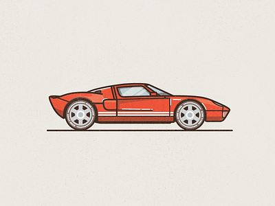 GT car flat colour ford gt illustration line texture