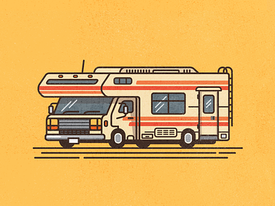 RV camper camping illustration line outdoors recreational retro rv texture thick vehicle