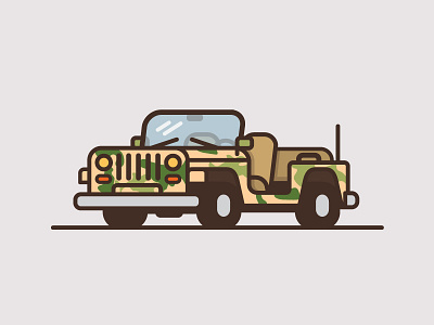 Jeep #3 car flat color illustration jeep minimal thick line truck wrangler