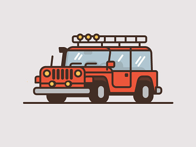 Jeep #4 car flat color illustration jeep minimal thick line truck wrangler