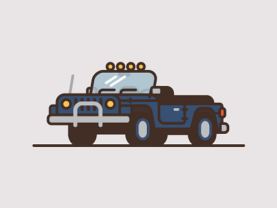 Jeep #6 car flat color illustration jeep minimal thick line truck