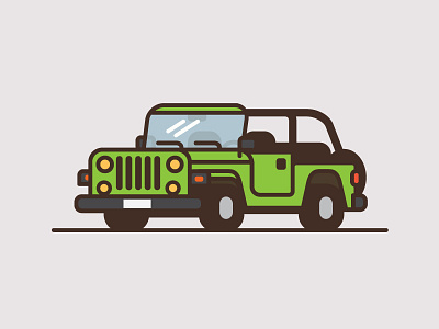 Jeep #7 car flat color illustration jeep minimal thick line truck wrangler