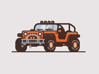 Bonus Jeep car flat color illustration jeep minimal thick line truck wrangler