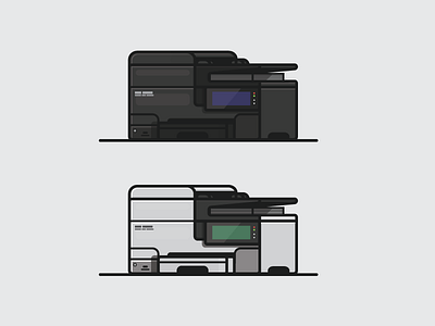 Printers illustration line office print printer thick line