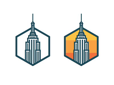 Empire State Building 7daystocreate badge building city flat color icon illustration landscape line logo skyscraper thick lines