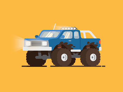 Off Roading car color cool dirt flat illustration monster truck