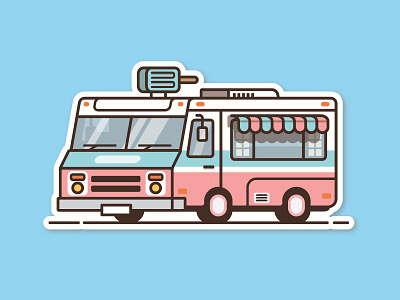 Ice Cream Truck car ice cream illustration lines sticker summer thick line truck van