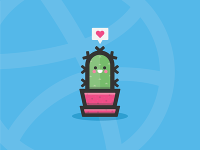 Spiky. cactus cute dribbble flat growth illustration line plant playoff progress sticker thick