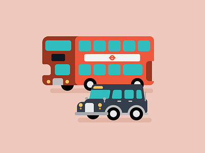 London Transport blog bus cab cute editorial flat illustration london spot taxi transport vector