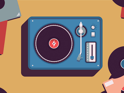 Record Player animation blog cool editorial flat illustration music player record shadow spot vinyl