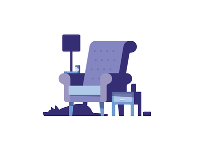 Sit back and relax blog chair chill dog editorial flat home illustration relax seat sofa spot