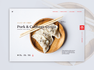 Gyoza Recipe Page blog gyoza japanese layout recipe typography ui ux ux design web web design website
