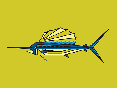 Sunfish billfish illustration monoline