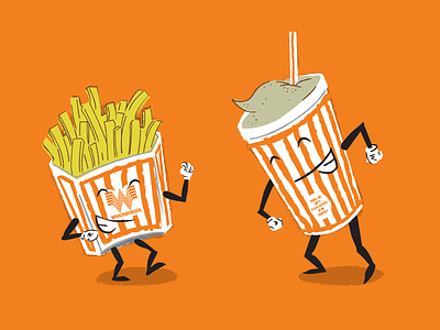 ... you want some fries with that shake? dancing fries illustration orange pun shake whataburger