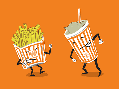 ... you want some fries with that shake? dancing fries illustration orange pun shake whataburger