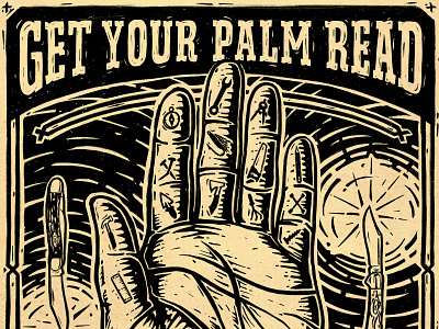 Case Knives Palm Reader Poster design hand lettering illustration linocut texture typography