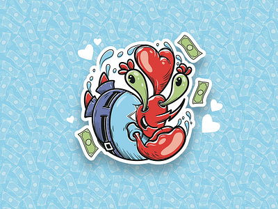 Mr. Krabs character dribbbleweeklywarmup illustration love money mr krabs spongebob valentines day vector