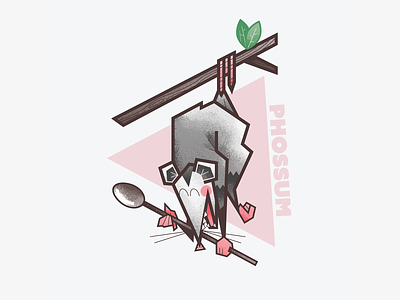 Possum Soup brush grain texture illustration illustrator opossum possum pun soup vector