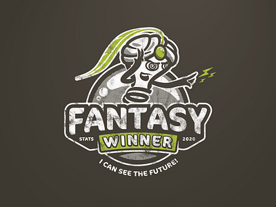 Fantasy Stats Winner Shirt crystal ball halftone illustration lightbulb logo mentalist mind reader shirt vector vintage