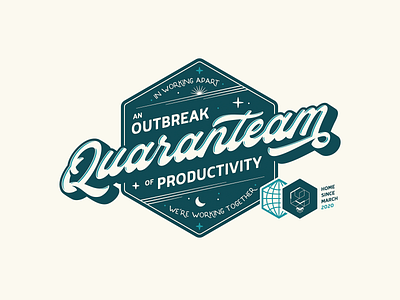 An outbreak... of productivity! badge covid illustrator isolation logo quarantine life remote work typography vector