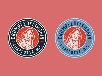 Crumpledfishskin Badge badge branding emblem fish illustrator logo mark typography vector
