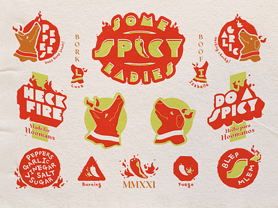 Some Spicy Ladies Hot Peppers branding doggo hooman hot peppers illustration illustrator logo pickles typography vector