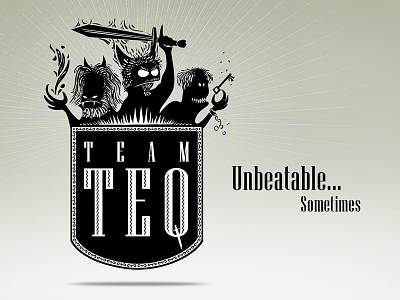 Teq Logo charicature logo mtg shield slave warrior wizard