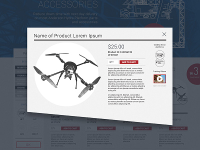 Anderson Hydra Platform Modal Window cart detail modal mvc store uav ui ux webapp website