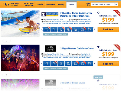 Cruise Listing & Booking booking cruise deals responsive travel travel agency ui ux vacation website